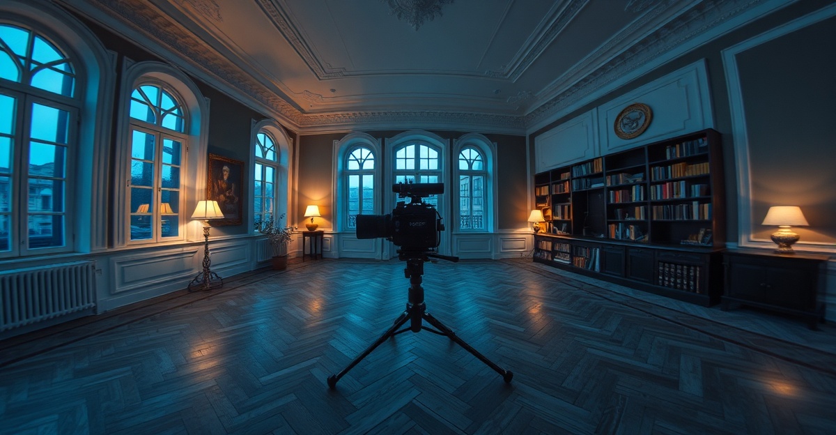 Caméra 360 sur trépied dans un appartement bordelais lumineux