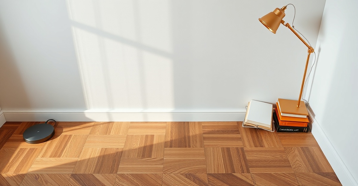 Tablette et trousseau de clés posés sur une table en bois clair dans un appartement